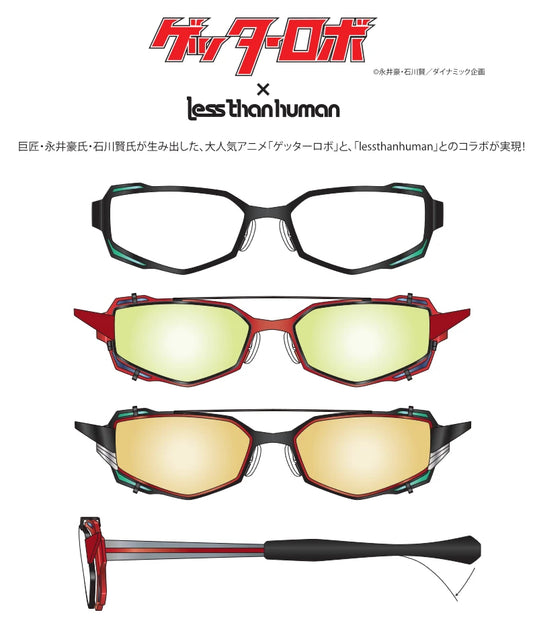 ゲッターロボ 三一萬能俠 限量版眼鏡＋太陽眼鏡夾片 附送不反光度數鏡片(兩色可選)